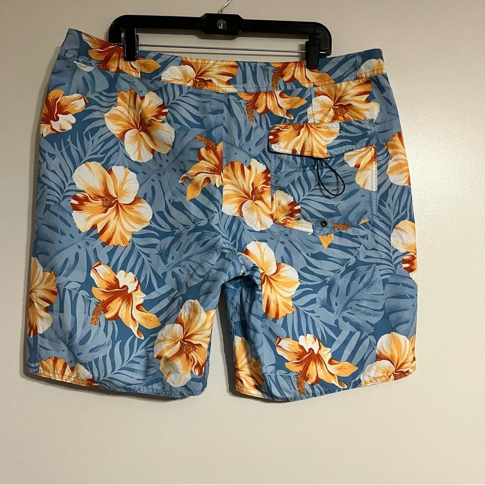 Quiksilver Board Shorts Blue Floral Swim Trunks Men’s Size 38 Inseam‎ 9” - Picture 9 of 9